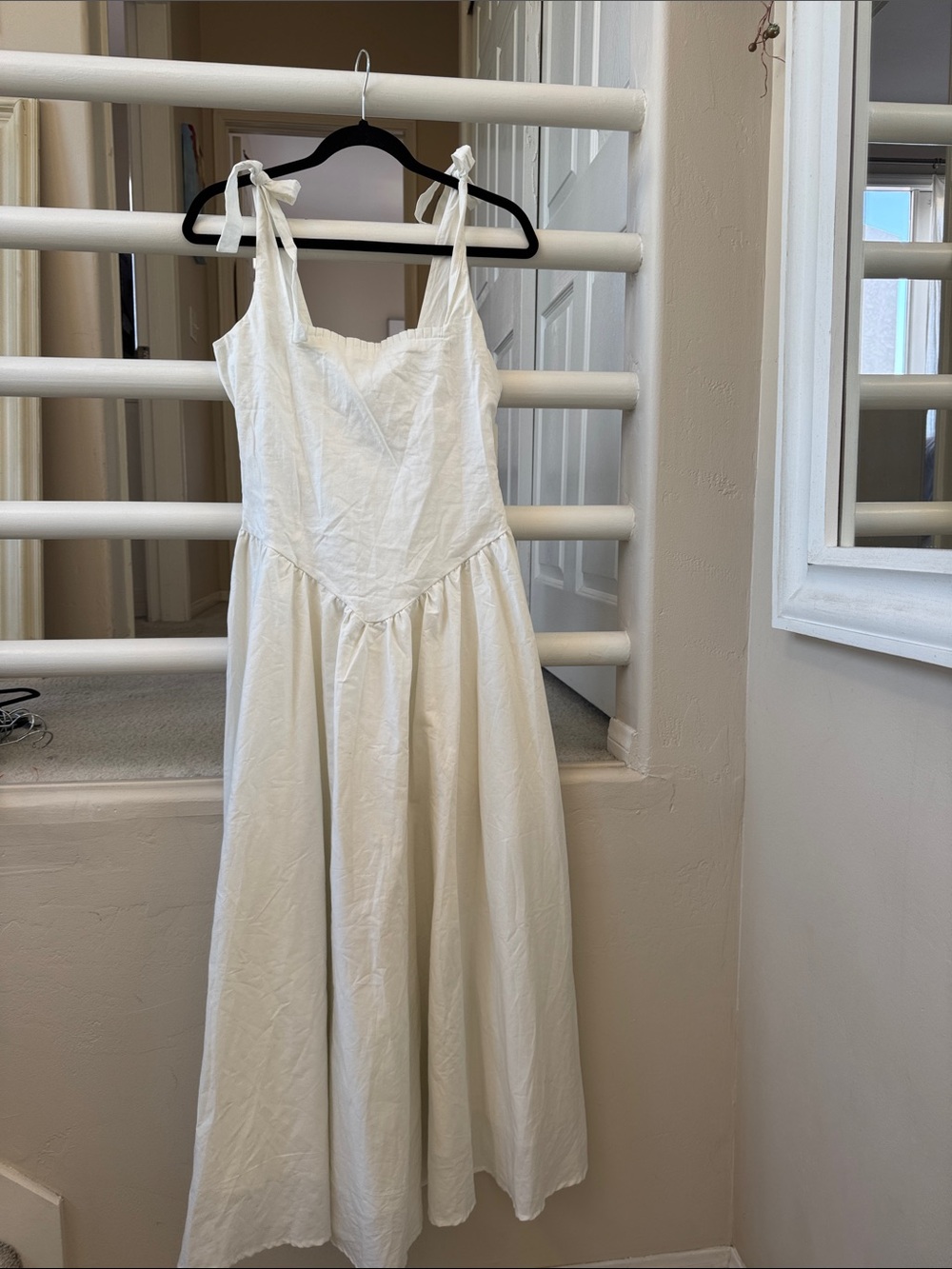 Peixoto Cream Tie-Shoulder Cotton Sundress